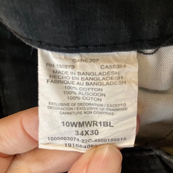 Mens Wrangler Workwear Heavy Canvas Cotton Pants Black 34 x 30 Double Knee Cargo - Picture 9 of 10